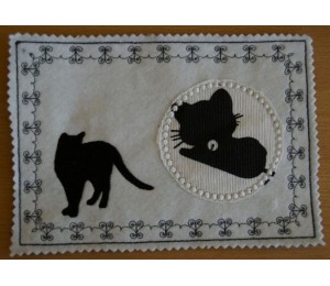 ITH Mug Rugs - Cat Silhouette
